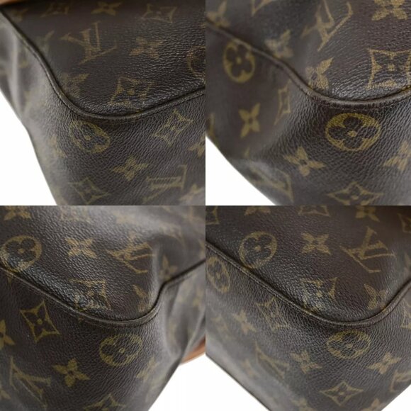 LOUIS VUITTON Logo Looping GM Shoulder Bag Monogram Leather Brown - Picture 12 of 16
